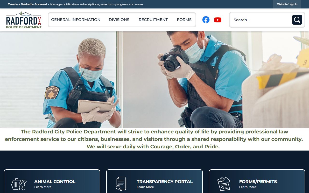 Radford criminal court records - police department records page