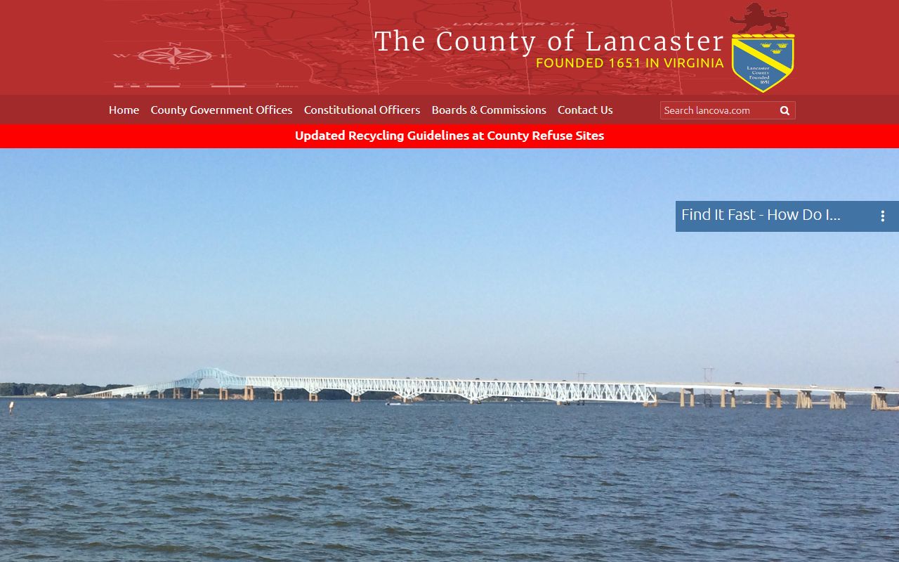 Lancaster County Government website showing county resources for criminal court records access
