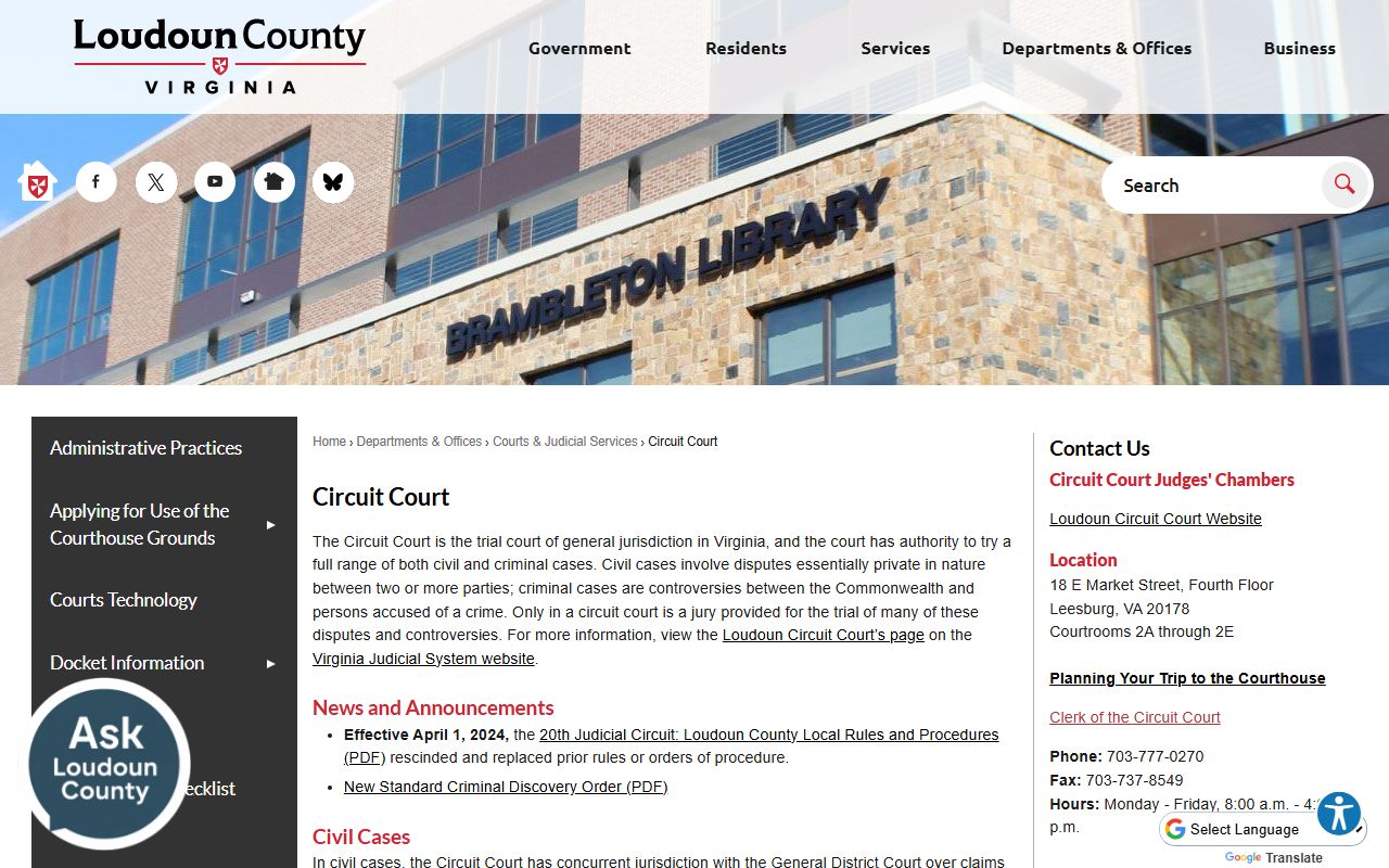 Loudoun County Circuit Court criminal court records portal