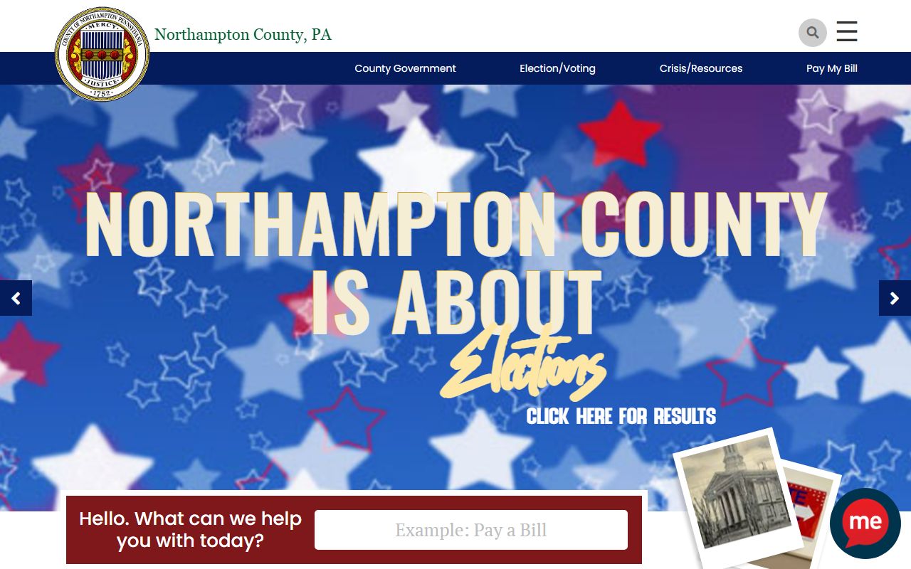 Northampton County Government website showing county court resources for criminal records