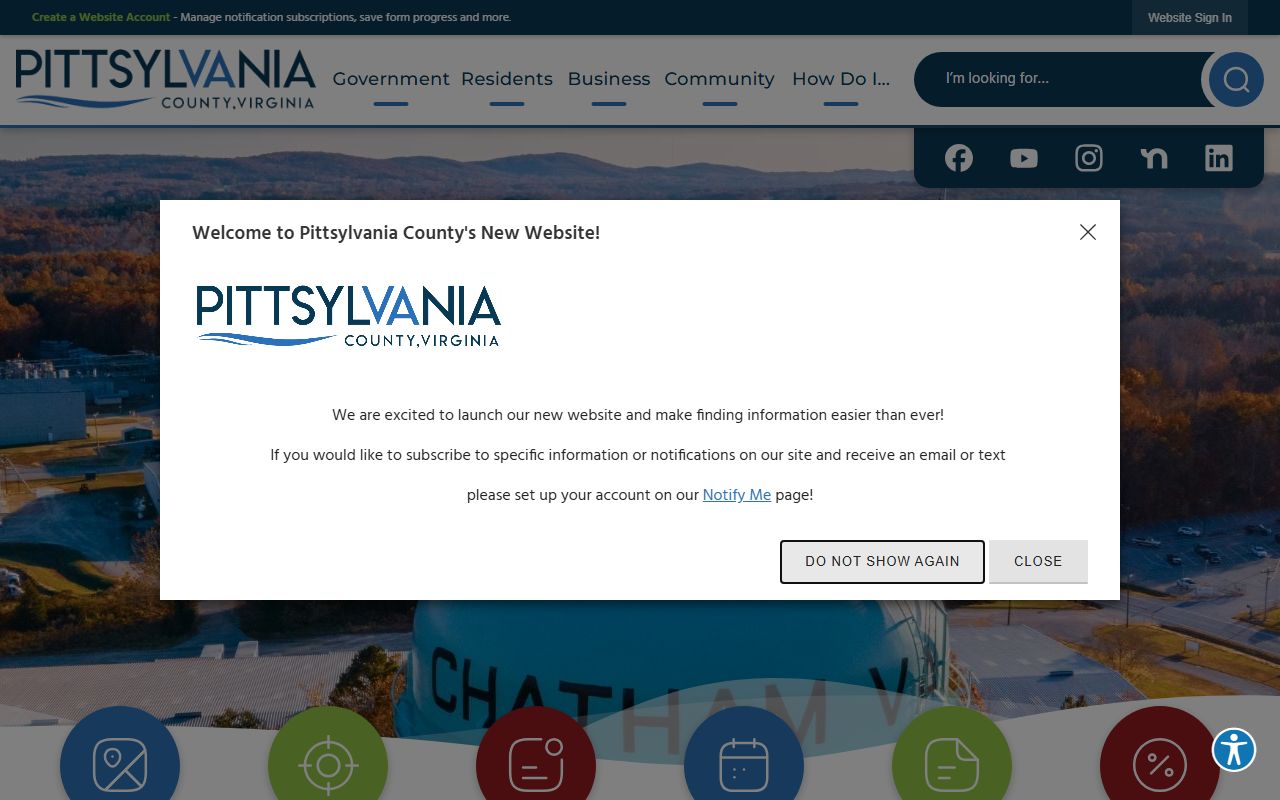Pittsylvania County Virginia government website with links to Circuit Court Clerk and criminal court record resources