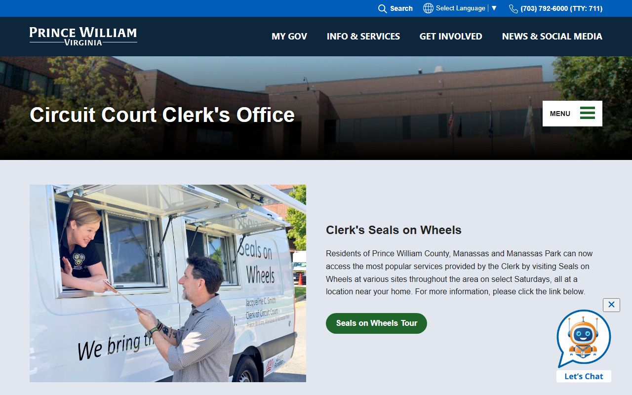 Prince William County Circuit Court information page