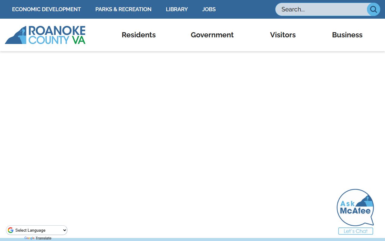 Roanoke County government website showing criminal court records and sheriff information