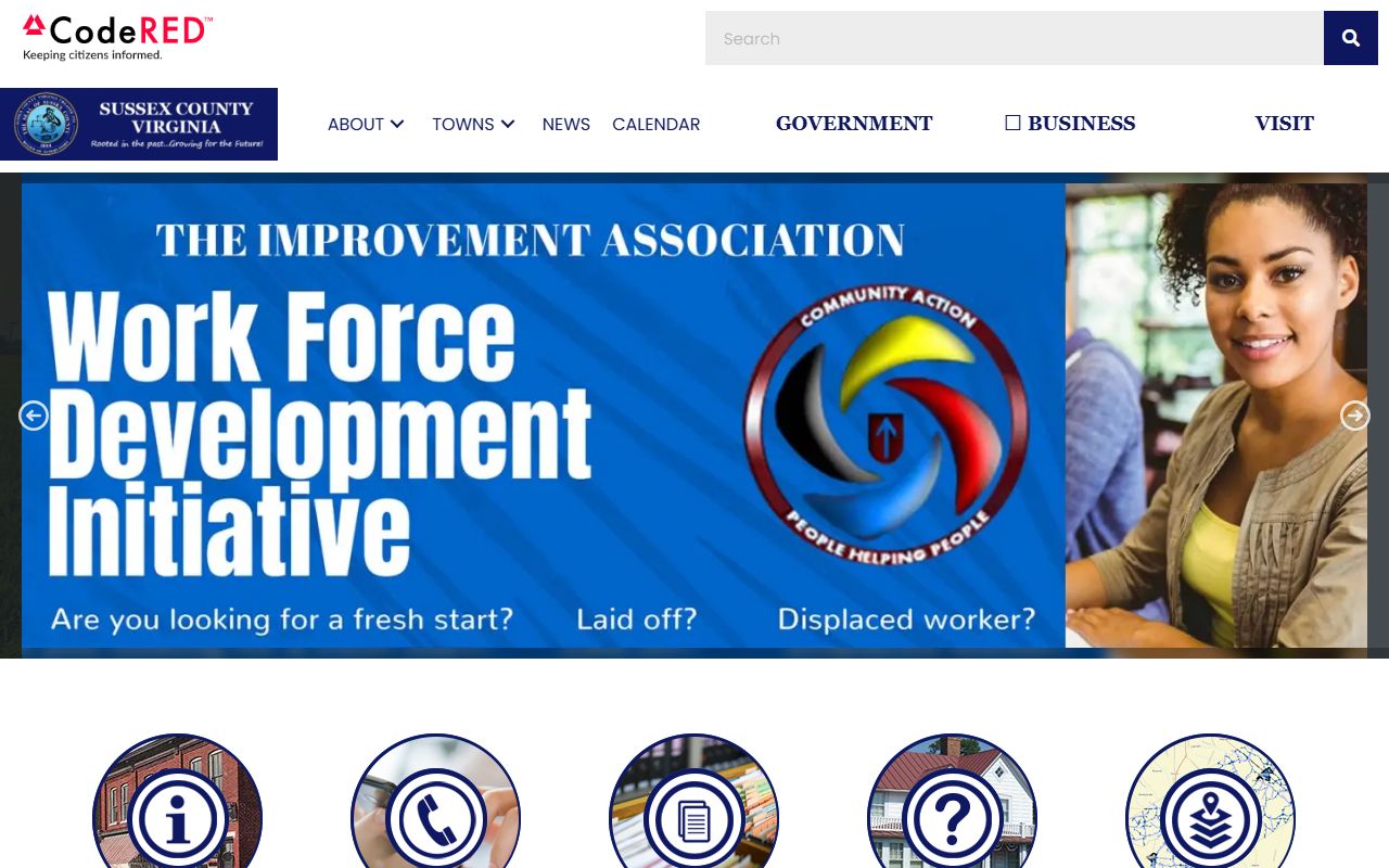 Sussex County government website showing court and criminal records information