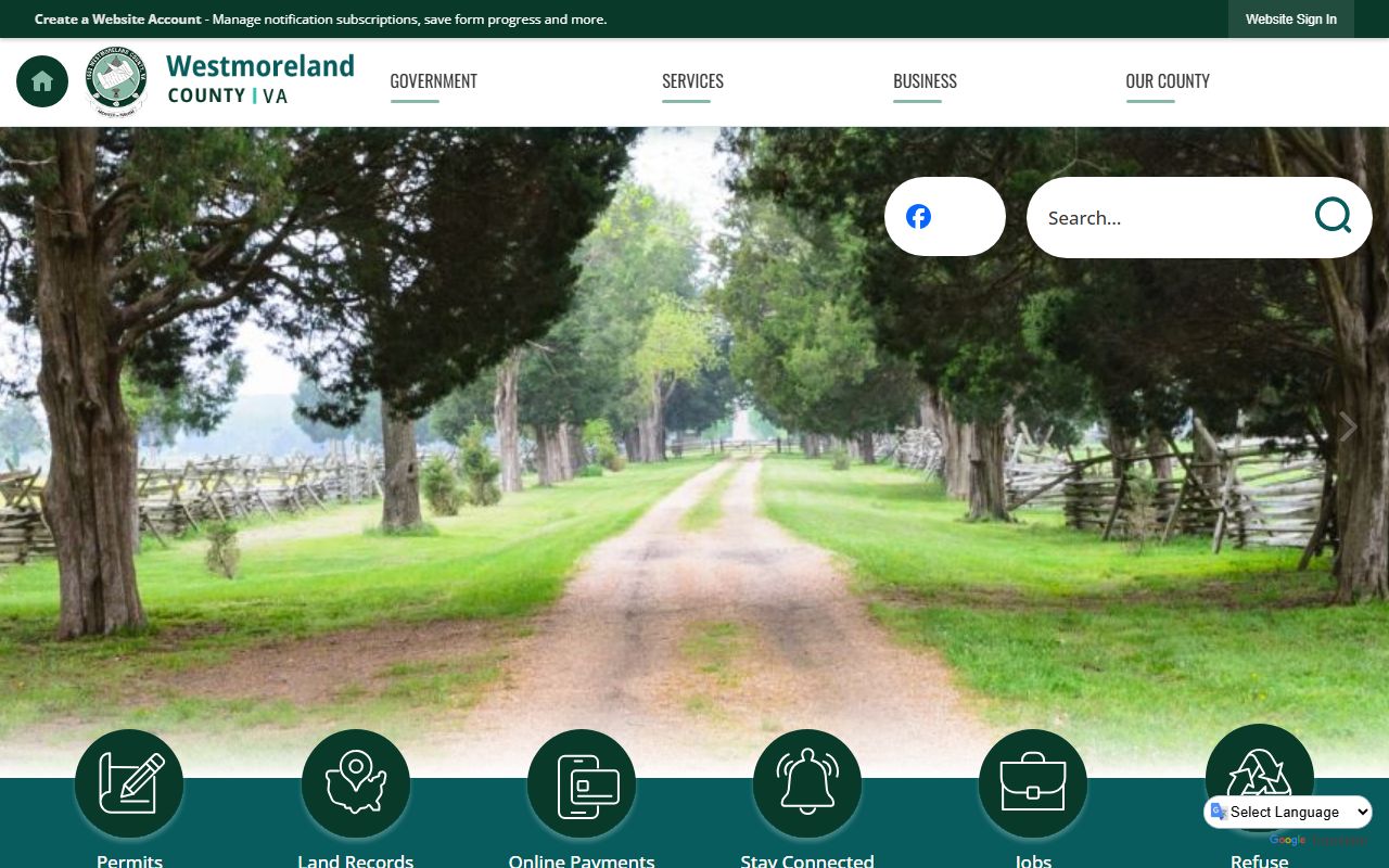Westmoreland County government website showing court records and criminal case information