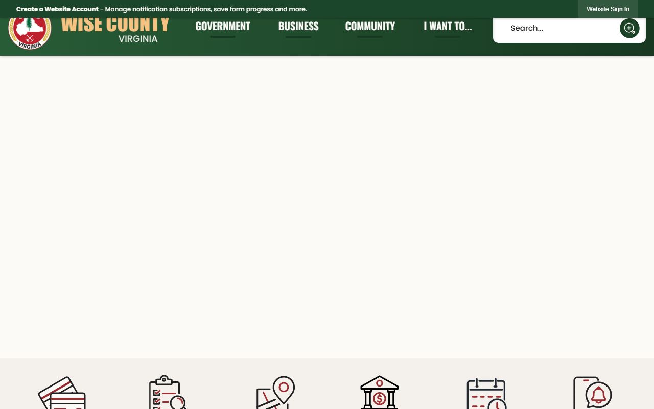 Wise County Virginia government website with criminal court records and clerk information