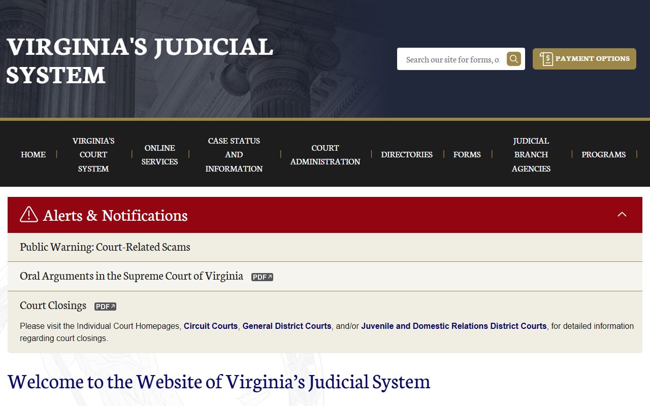 Virginia criminal court records - Virginia Judicial System homepage